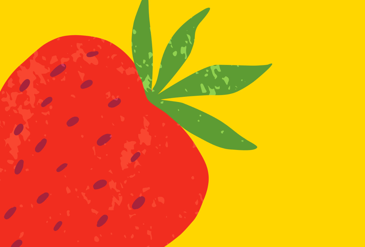 illustration of a strawberry on a yellow background