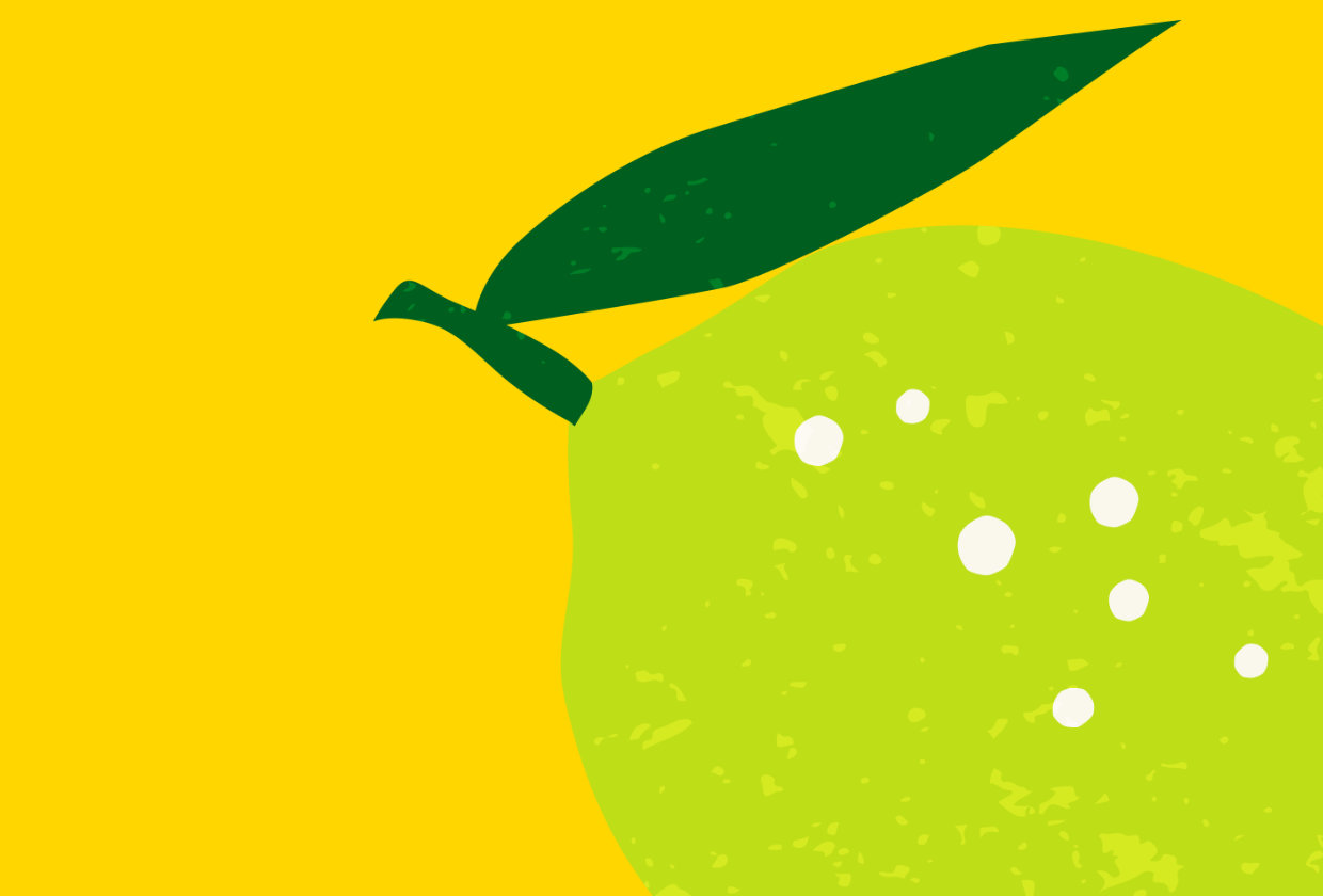 illustration of a lime on a yellow background