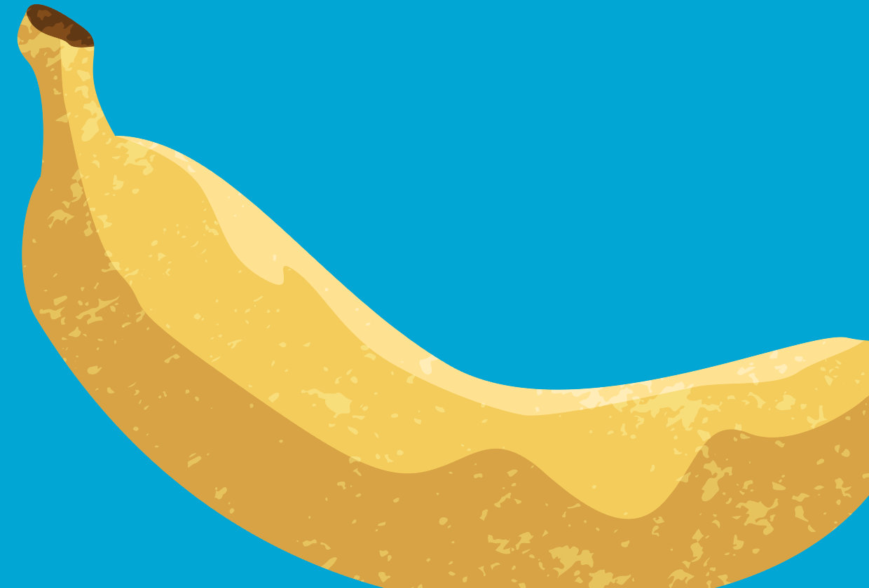 illustration of a banana on a blue background