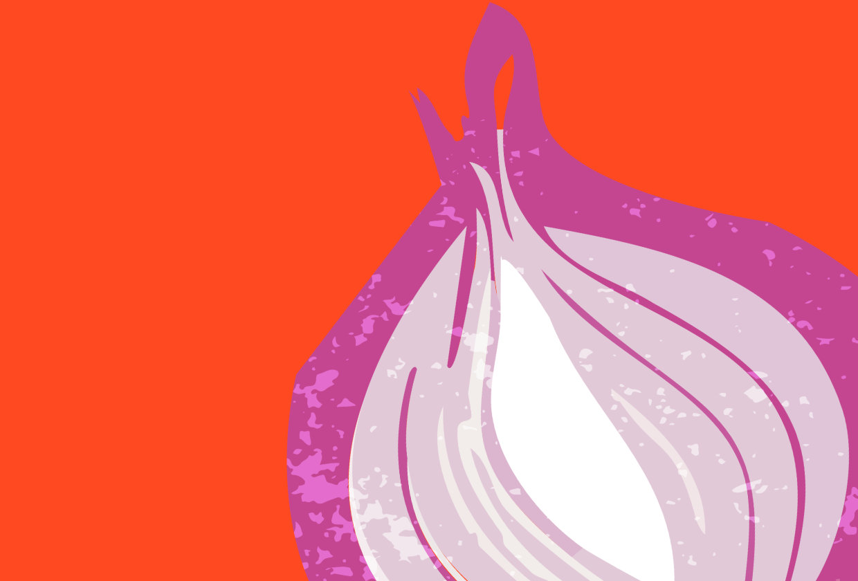 illustration of a sliced onion on a red background